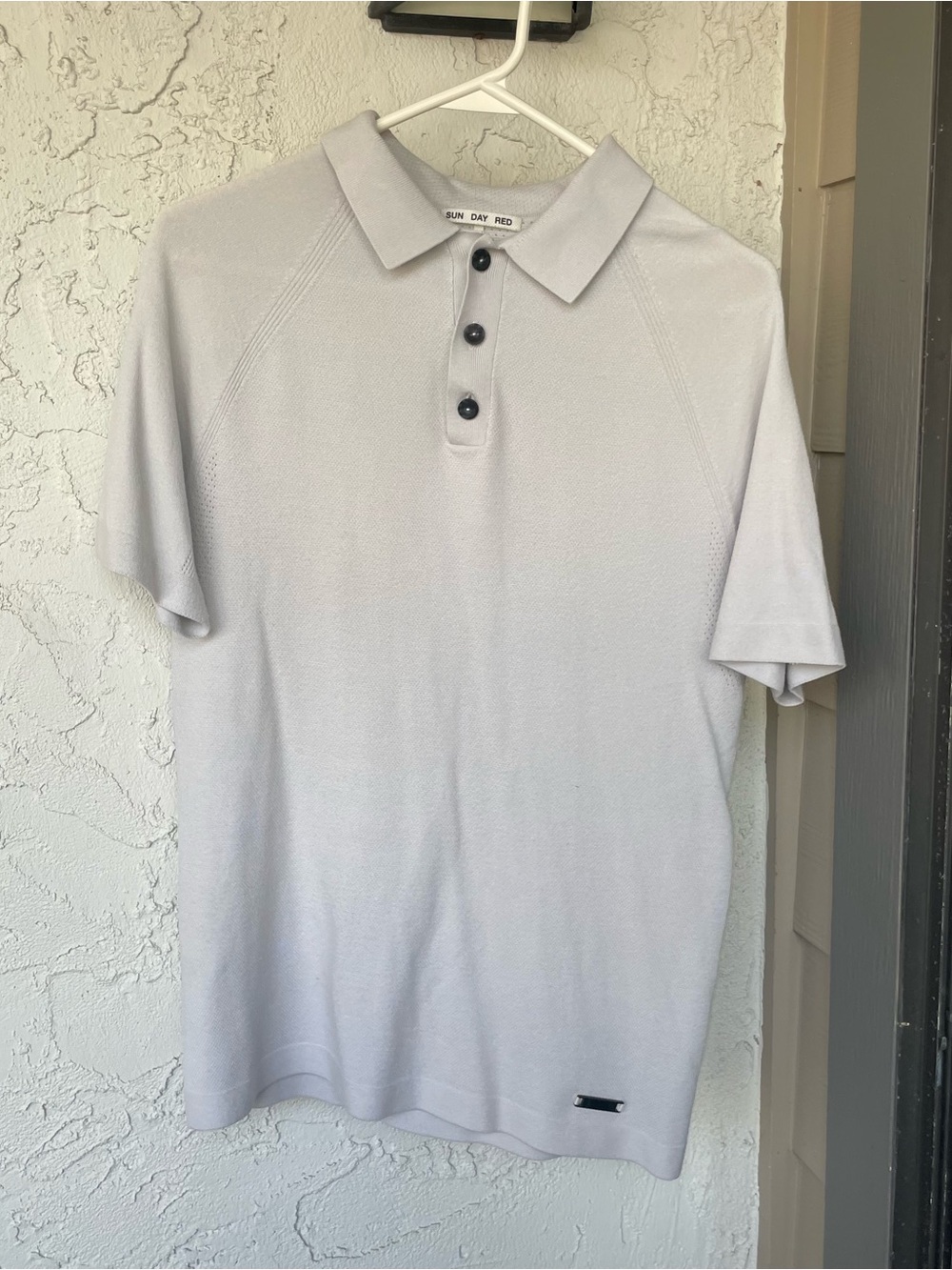 Sun Day Red Men's Light Gray Polo with Button Placket